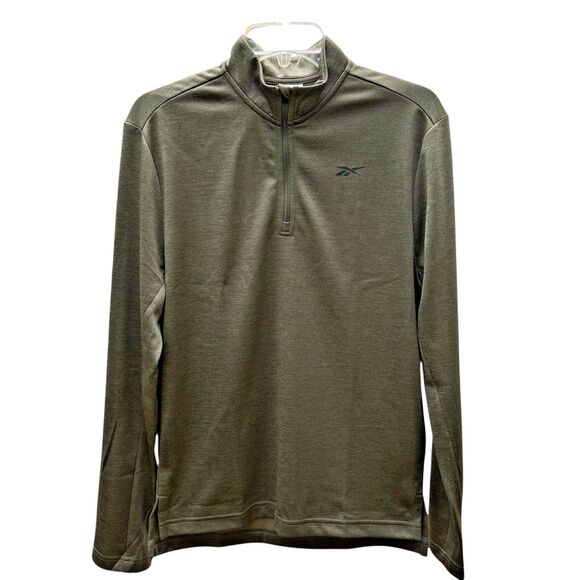 NEW Reebok Double Knit 1/4 Zip Pullover Shirt Long Sleeve Olive Green Mens Small - Picture 1 of 12